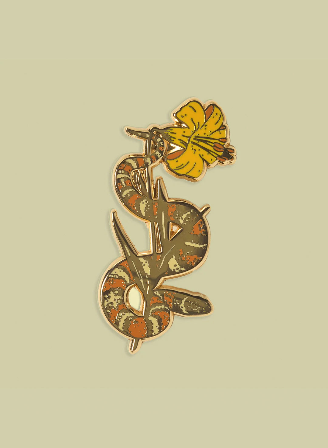 Mustard Beetle Enamel Pin: CA Kingsnake & Lemon Lily